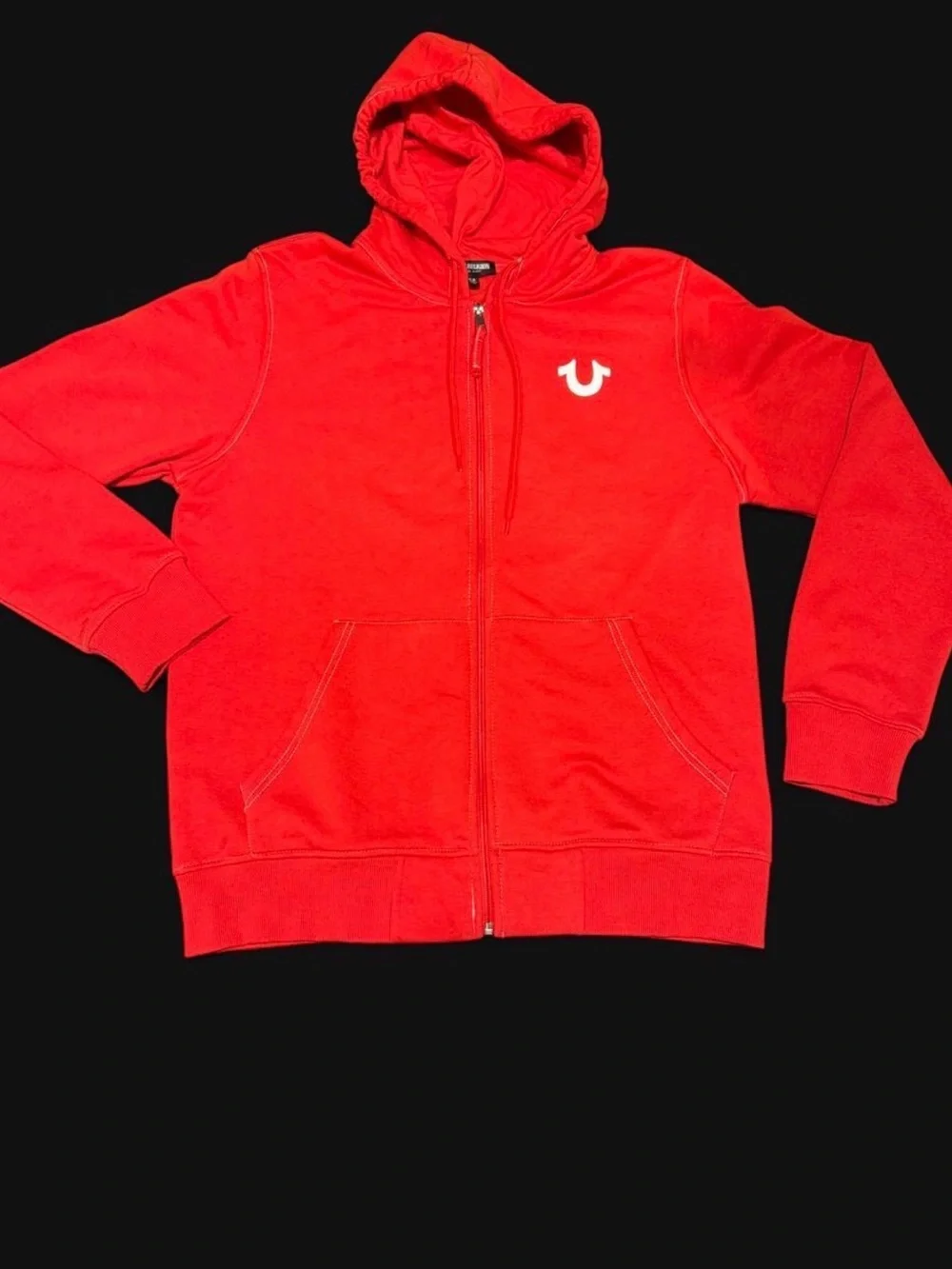 True Religion Men’s Bright Red Full-Zip Hoodie